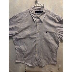 Ralph Lauren Custom Fit Striped Button Down Shirt Mens Size 17 1/2